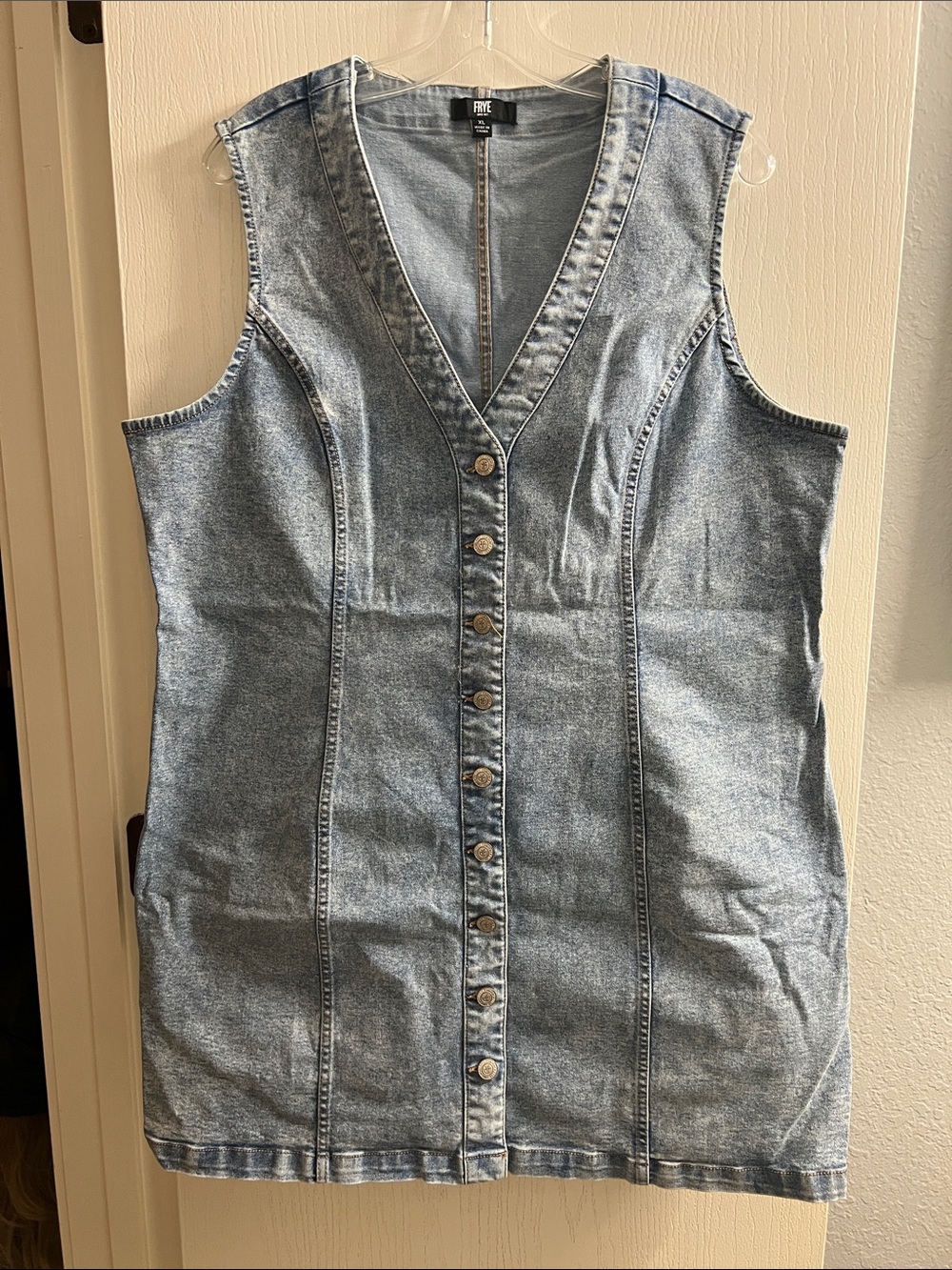 Frye Light Blue Denim Button-Front Sleeveless Shirt